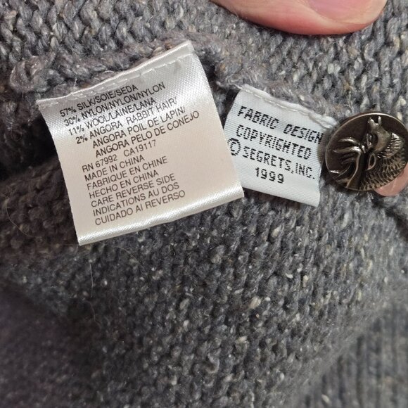 Vintage Sigrid Olsen Sport Knitted Petite Sweater Blue Grey Angora Wool Snowflak - Picture 6 of 7